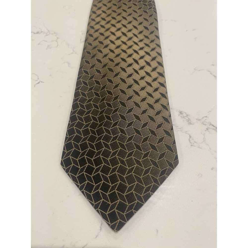 David Taylor Men's Tie Geometric Brown Ombre Business Class 3.75" Width 56" L